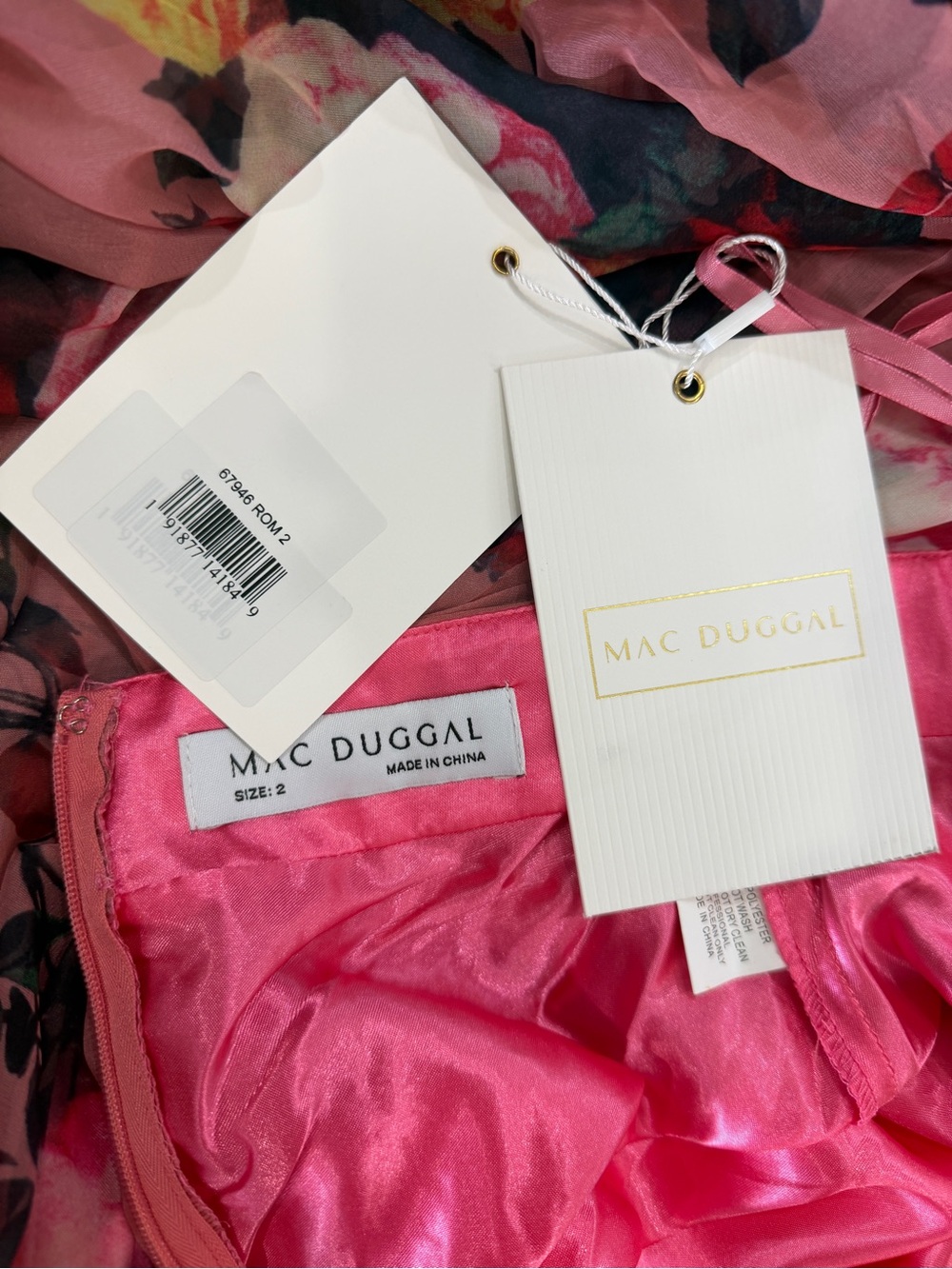 NWT MAC DUGGAL 67946 FLORAL Ruffles Maxi Chiffon Gown sz 2 Wedding guest Garden - Picture 7 of 8